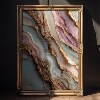 Gilded Strata – Abstract Geode - Inspired Texture Art Print - Just Great Posters