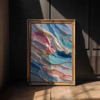 Candy Luxe – Abstract Pastel and Gold Texture Art Print - Just Great Posters