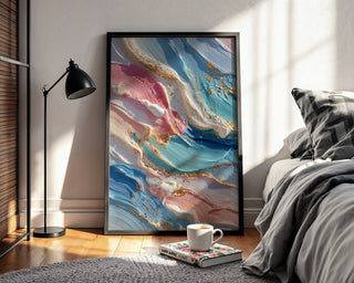 Candy Luxe – Abstract Pastel and Gold Texture Art Print - Just Great Posters