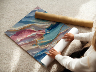 Candy Luxe – Abstract Pastel and Gold Texture Art Print - Just Great Posters