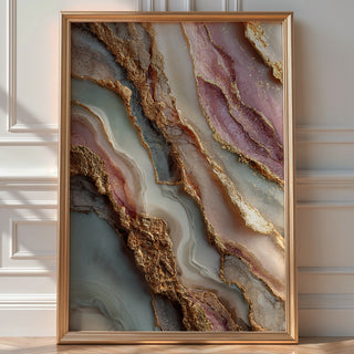 Gilded Strata – Abstract Geode - Inspired Texture Art Print - Just Great Posters