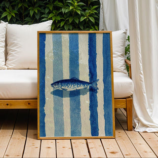 Azure Striped Sardine Watercolor – Nautical Blue Fish Poster Art - Just Great Posters