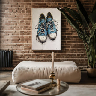 Worn Blues – Vintage Sneakers Ink Drawing Print - Just Great Posters