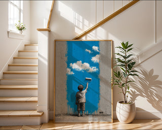 Child Painting the Sky Street Art - Just Great Posters