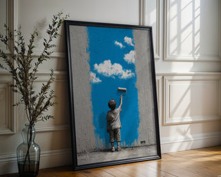 Child Painting the Sky Street Art - Just Great Posters