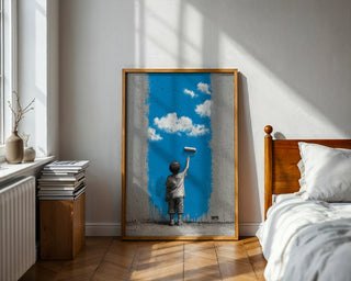 Child Painting the Sky Street Art - Just Great Posters