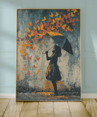 Butterfly Umbrella Street Art Print - Just Great Posters