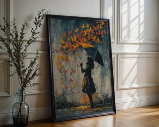 Butterfly Umbrella Street Art Print - Just Great Posters