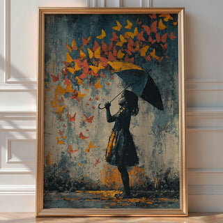 Butterfly Umbrella Street Art Print - Just Great Posters