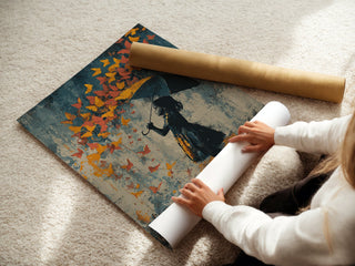 Butterfly Umbrella Street Art Print - Just Great Posters