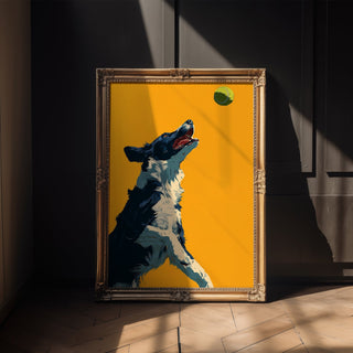 Border Collie Fetch Ball Poster – Dynamic Dog Action Wall Art Print - Just Great Posters