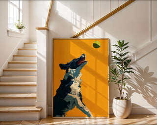 Border Collie Fetch Ball Poster – Dynamic Dog Action Wall Art Print - Just Great Posters