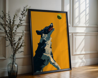 Border Collie Fetch Ball Poster – Dynamic Dog Action Wall Art Print - Just Great Posters