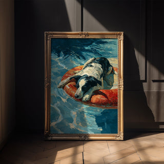 Border Collie Pool Float Poster – Vibrant Summer Dog Lover Art Print - Just Great Posters