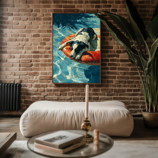 Border Collie Pool Float Poster – Vibrant Summer Dog Lover Art Print - Just Great Posters