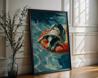 Border Collie Pool Float Poster – Vibrant Summer Dog Lover Art Print - Just Great Posters