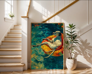 Sunlit Dog on Floatie Print - Just Great Posters