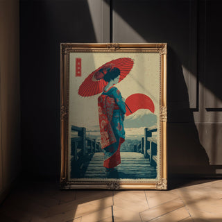 Geisha with Parasol Vintage Print - Just Great Posters