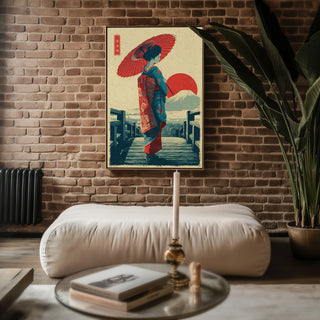 Geisha with Parasol Vintage Print - Just Great Posters
