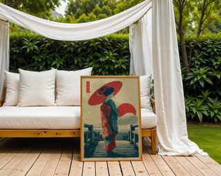 Geisha with Parasol Vintage Print - Just Great Posters