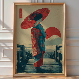 Geisha with Parasol Vintage Print - Just Great Posters