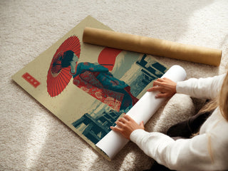 Geisha with Parasol Vintage Print - Just Great Posters