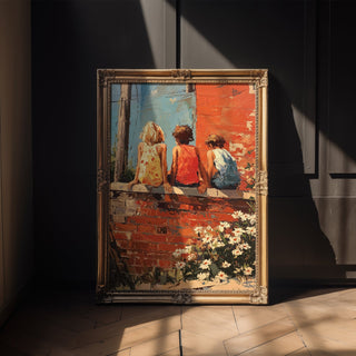 Childhood Summer Wall– Vibrant Whimsical Kids Sitting Print - Just Great Posters