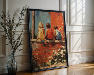 Childhood Summer Wall– Vibrant Whimsical Kids Sitting Print - Just Great Posters