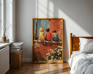 Childhood Summer Wall– Vibrant Whimsical Kids Sitting Print - Just Great Posters