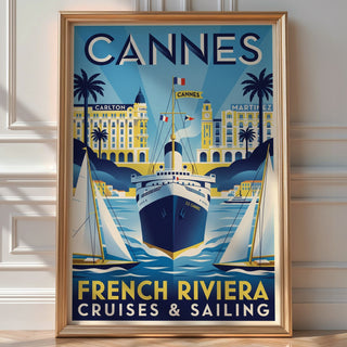Cannes Riviera Poster – Glamourous French Nautical Wall Art Print — room-portrait