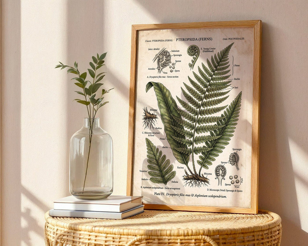 Victorian Fern Study Poster – Scientific Botanical Wall Art Print — frame-486