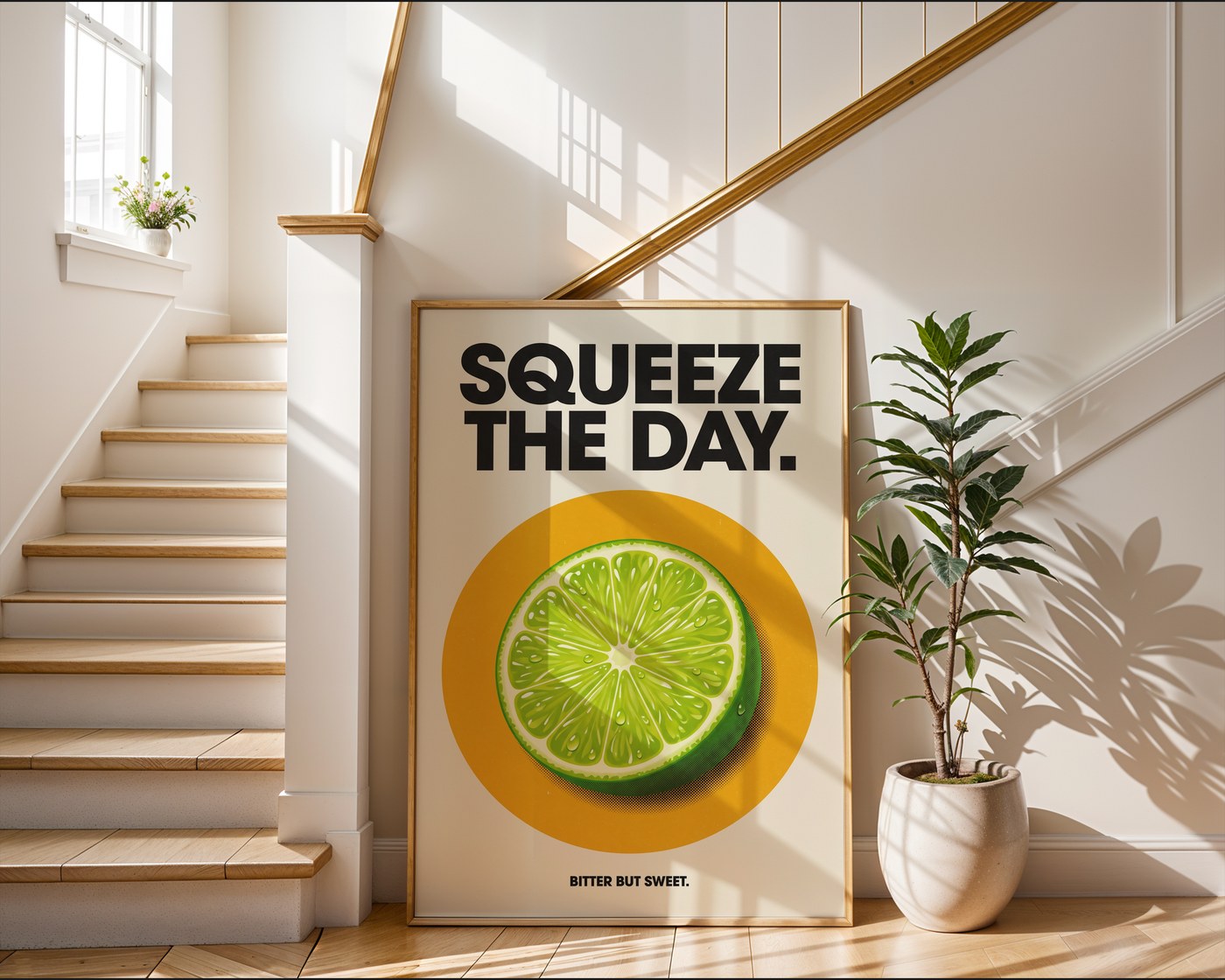 Sour Lime Poster – Vintage Retro Citrus Wall Art Print — frame-267