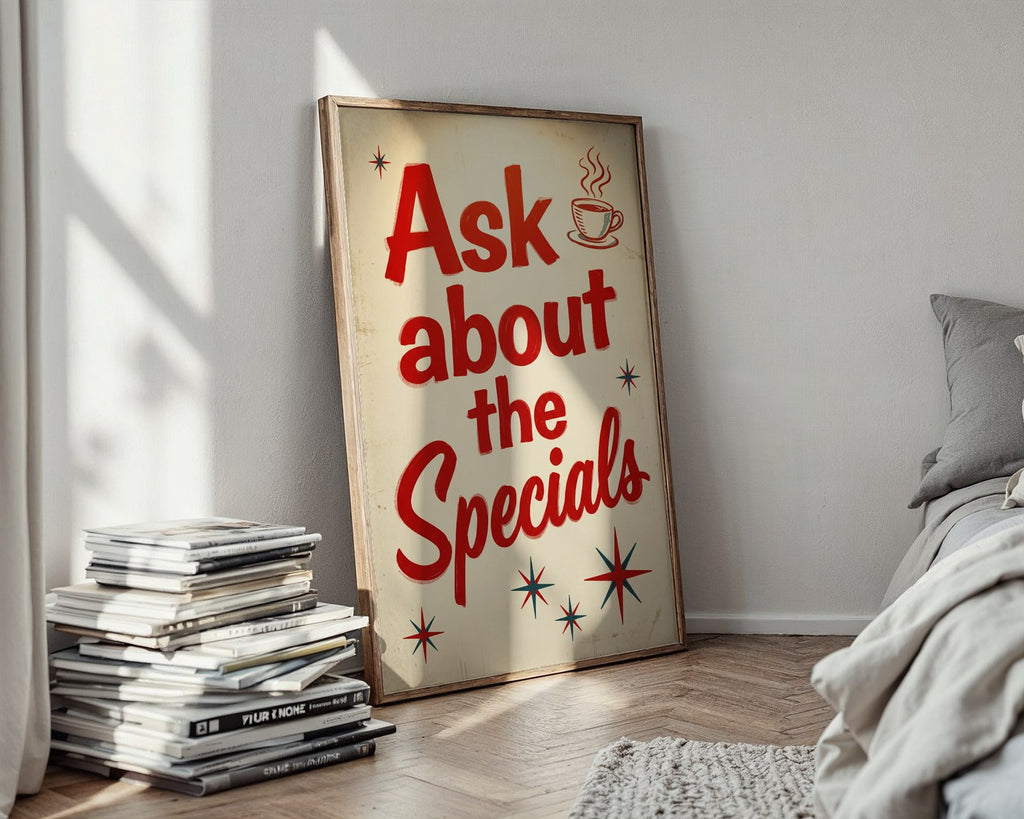 Retro Diner Specials Poster – Mid-Century Slogan Print — styled-wall