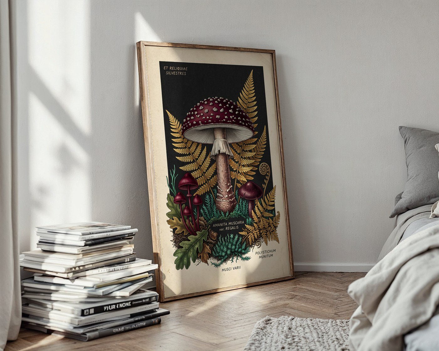 Dark Forest Fungi Poster – Jewel Tone Botanical Wall Art Print — styled-wall
