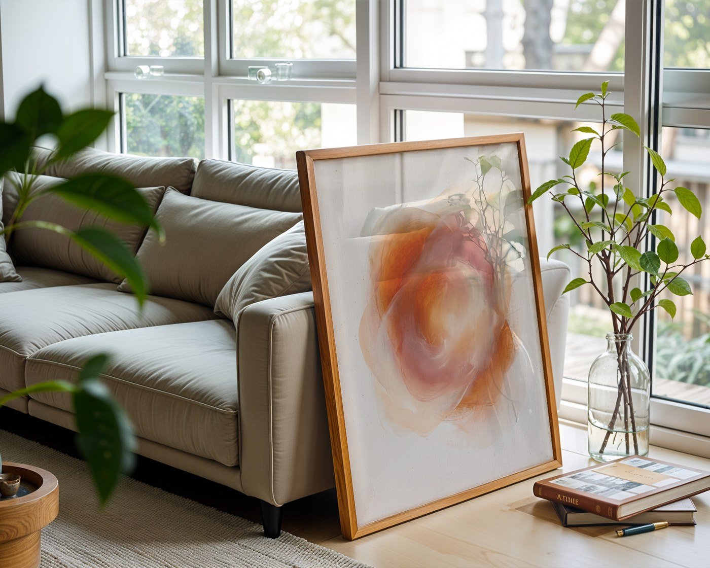 Sunset Hues Abstract Poster – Warm Gradient Wall Art Print — frame-426