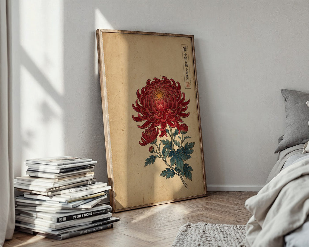 Japanese Chrysanthemum Poster – Ukiyo-e Botanical Wall Art — styled-wall