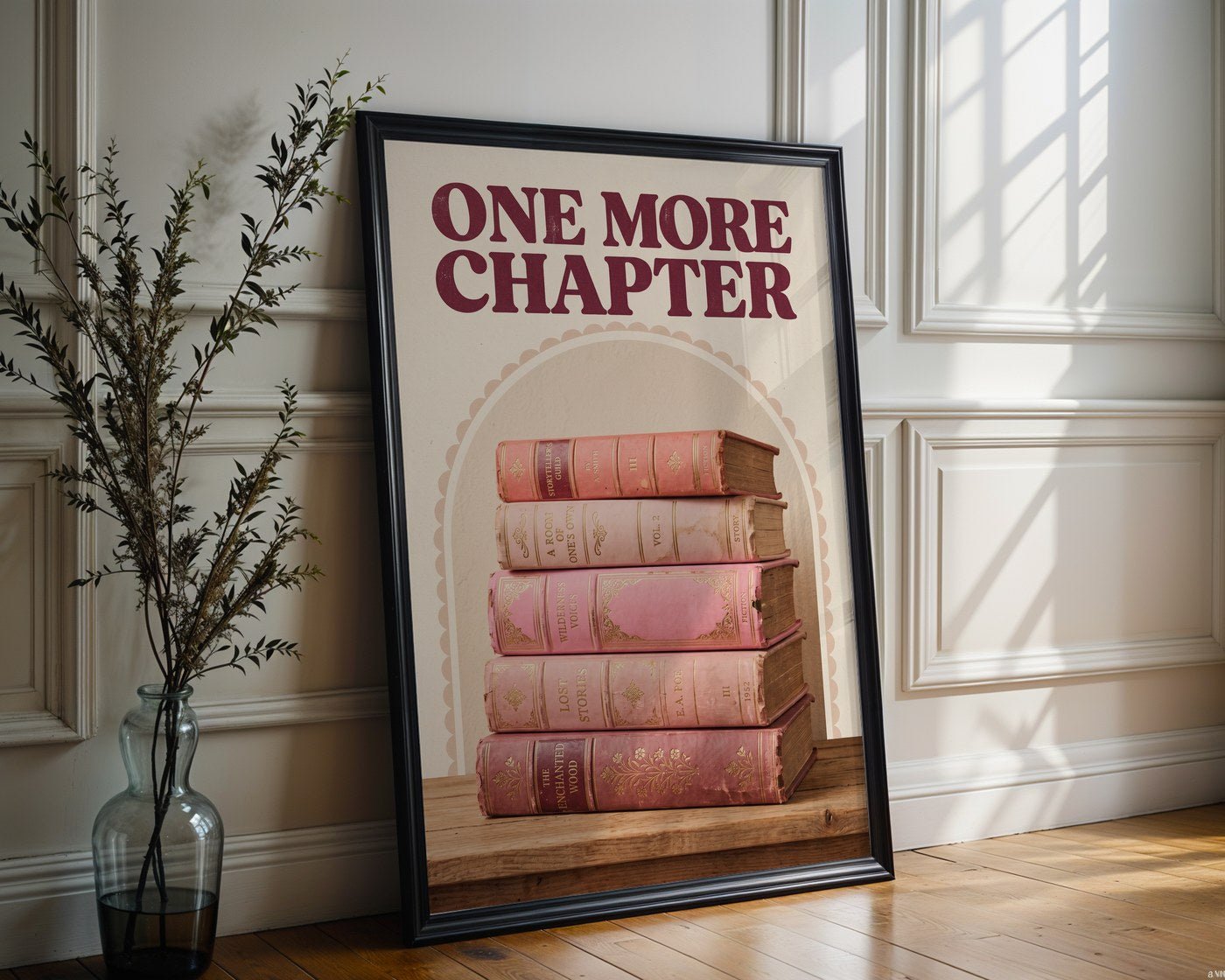 One More Chapter Poster – Retro Library Wall Art Print — frame-286