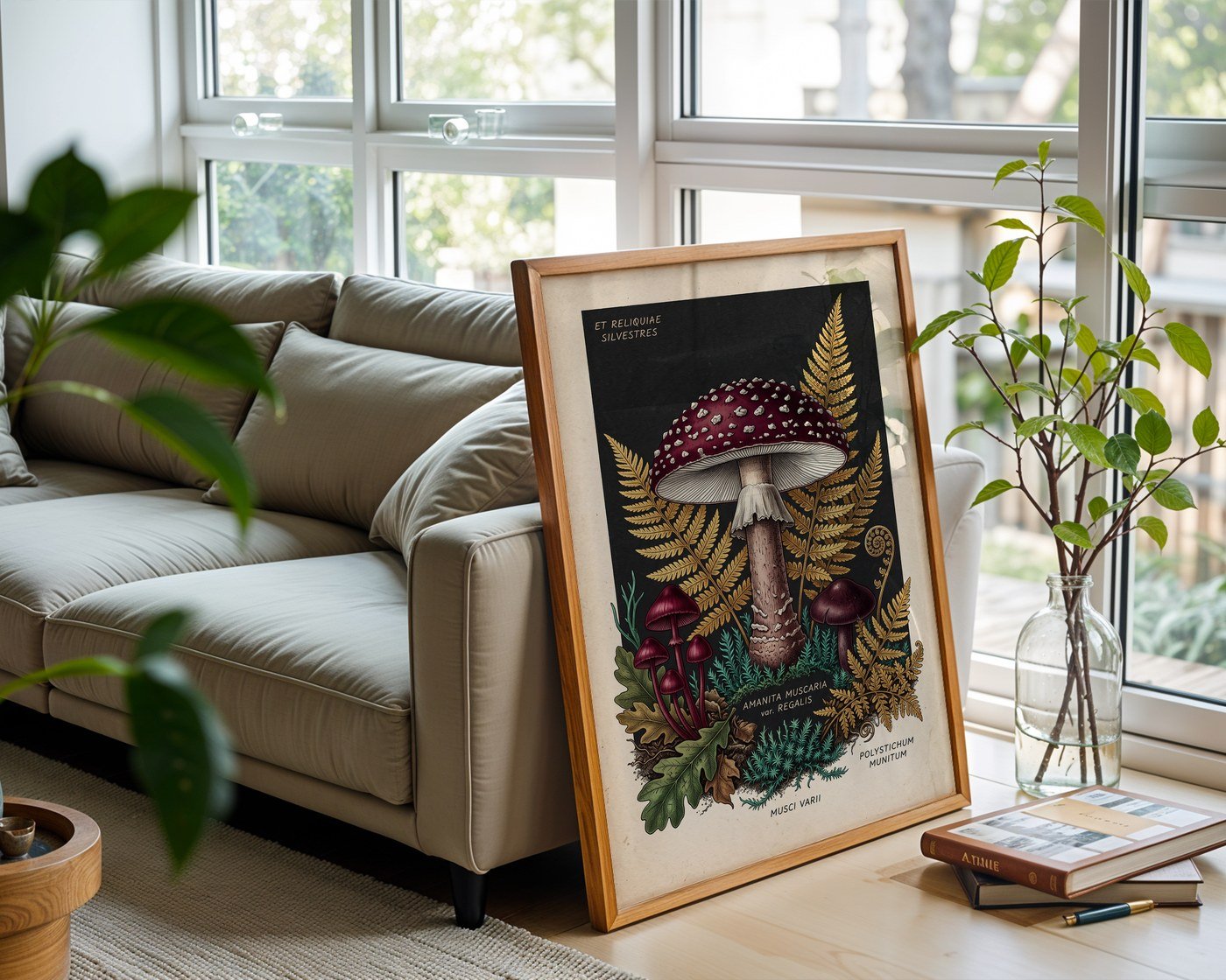 Dark Forest Fungi Poster – Jewel Tone Botanical Wall Art Print — frame-426