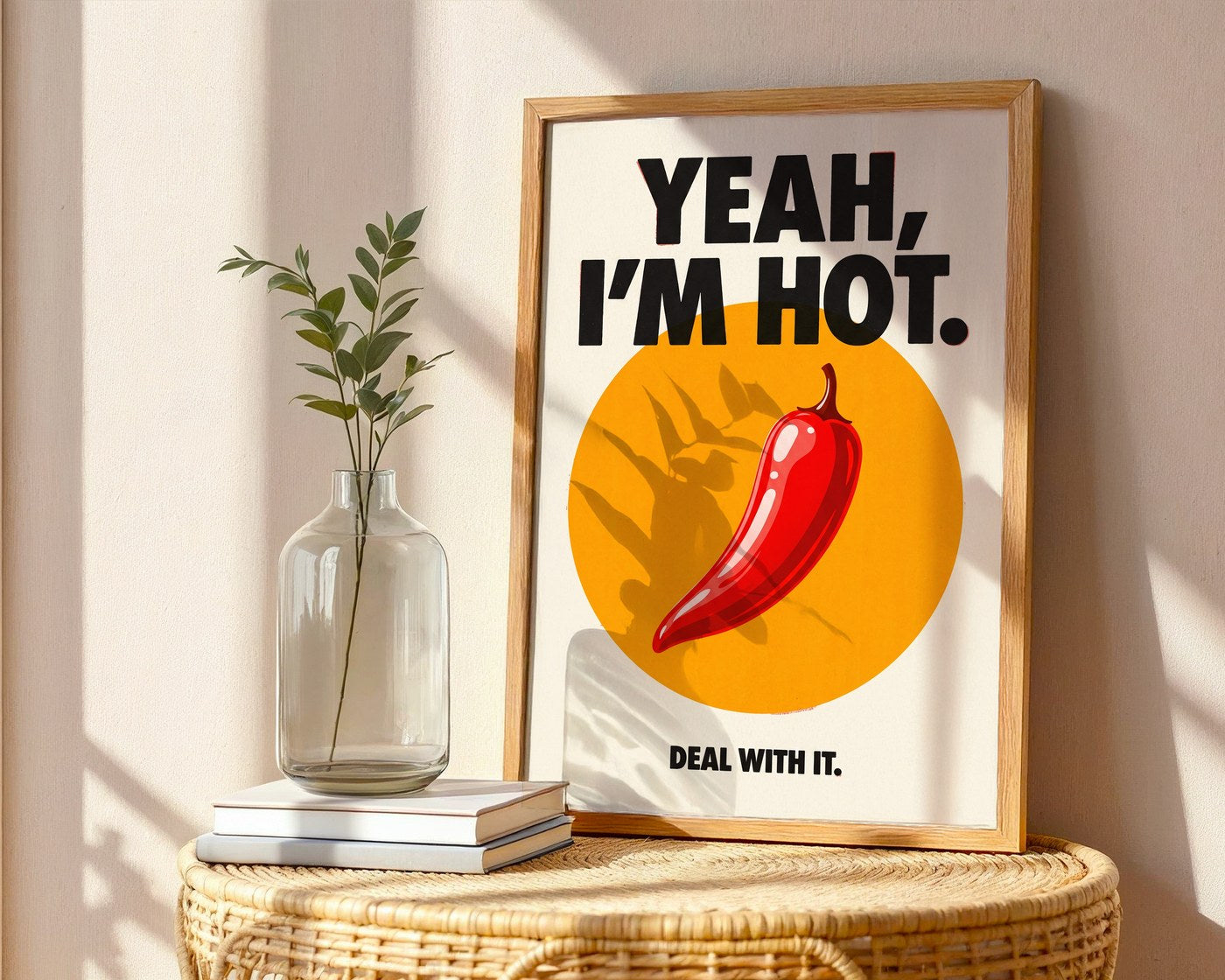 Red Chilli Poster – Retro 70s Food Wall Art Print — frame-486