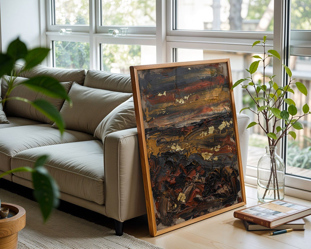 Rustic Ochre Horizon Poster – Bold Expressionist Wall Art — frame-426