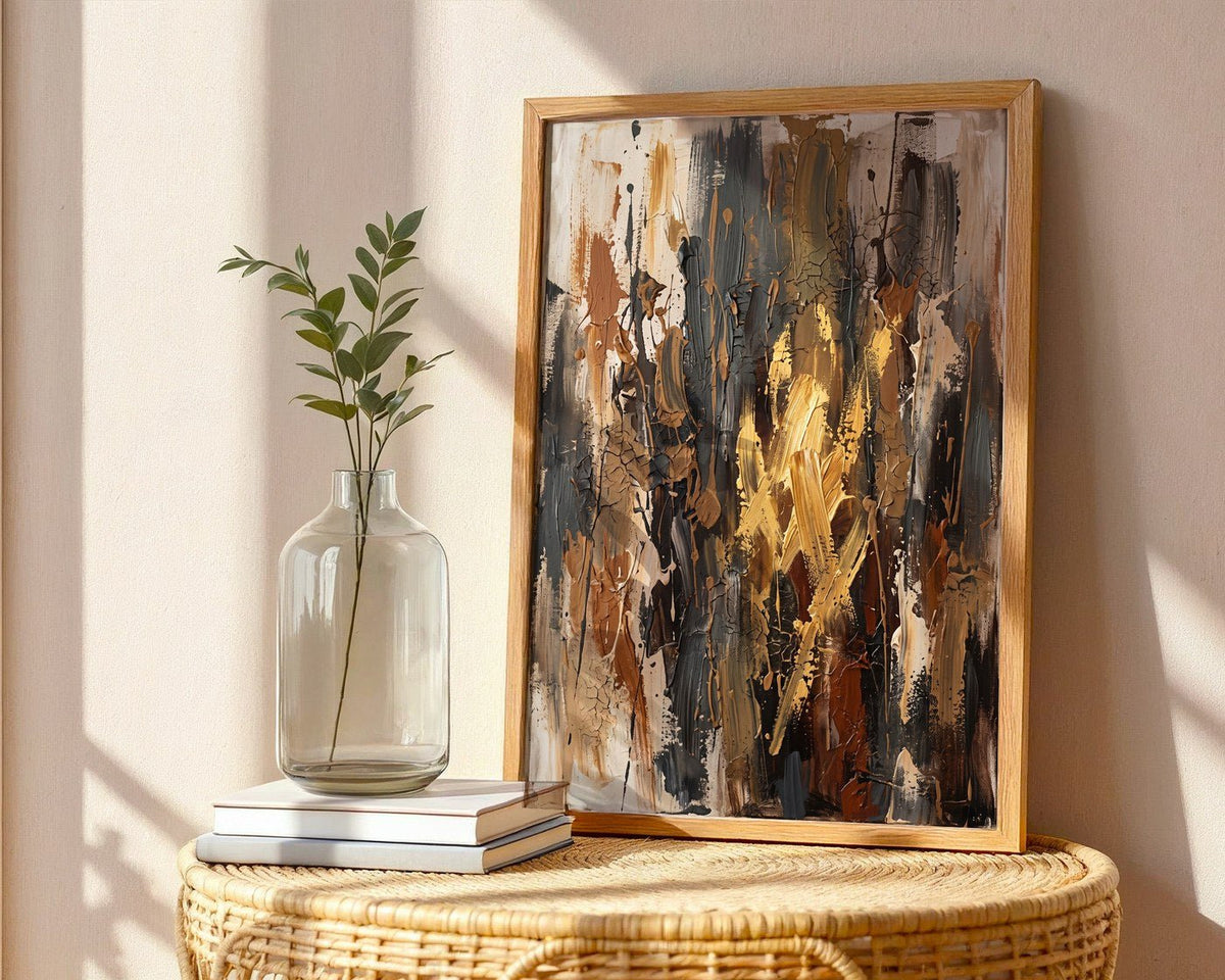 Earth & Bronze Abstract Poster – Modern Wall Art Print — frame-486