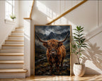 Highland Cow Poster – Moody Scottish Landscape Wall Art Print — frame-267