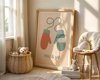 You & Me Mittens Print – Cute Winter Love Poster for Cozy Walls - Just Great Posters