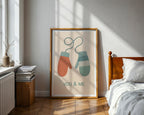 You & Me Mittens poster mockup in a modern room setting