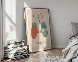 You & Me Mittens Print – Cute Winter Love Poster for Cozy Walls - Just Great Posters