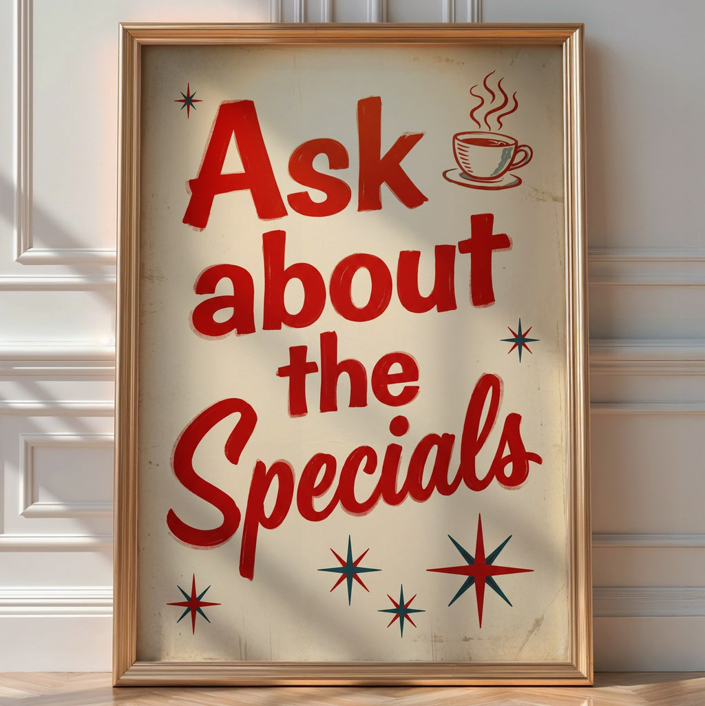 Retro Diner Specials Poster – Mid-Century Slogan Print — room-portrait
