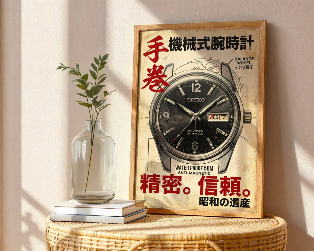 Classic Seiko Watch Poster – Japanese Minimalist Wall Art Print — frame-486
