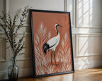 Graceful Crane Poster – Oriental Zen Style Wall Art Print — frame-286