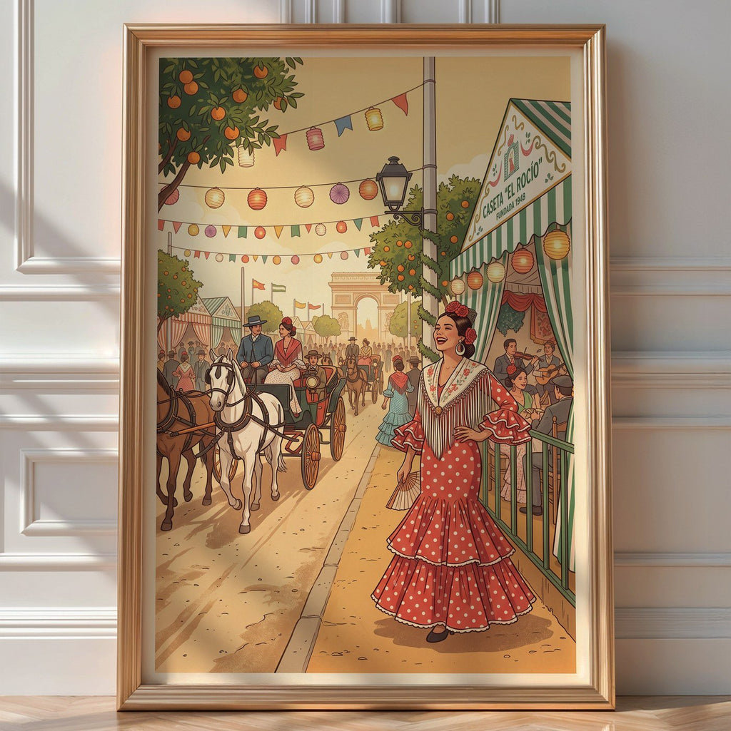 Seville Feria de Abril Poster – Andalusian Wall Art Print — room-portrait