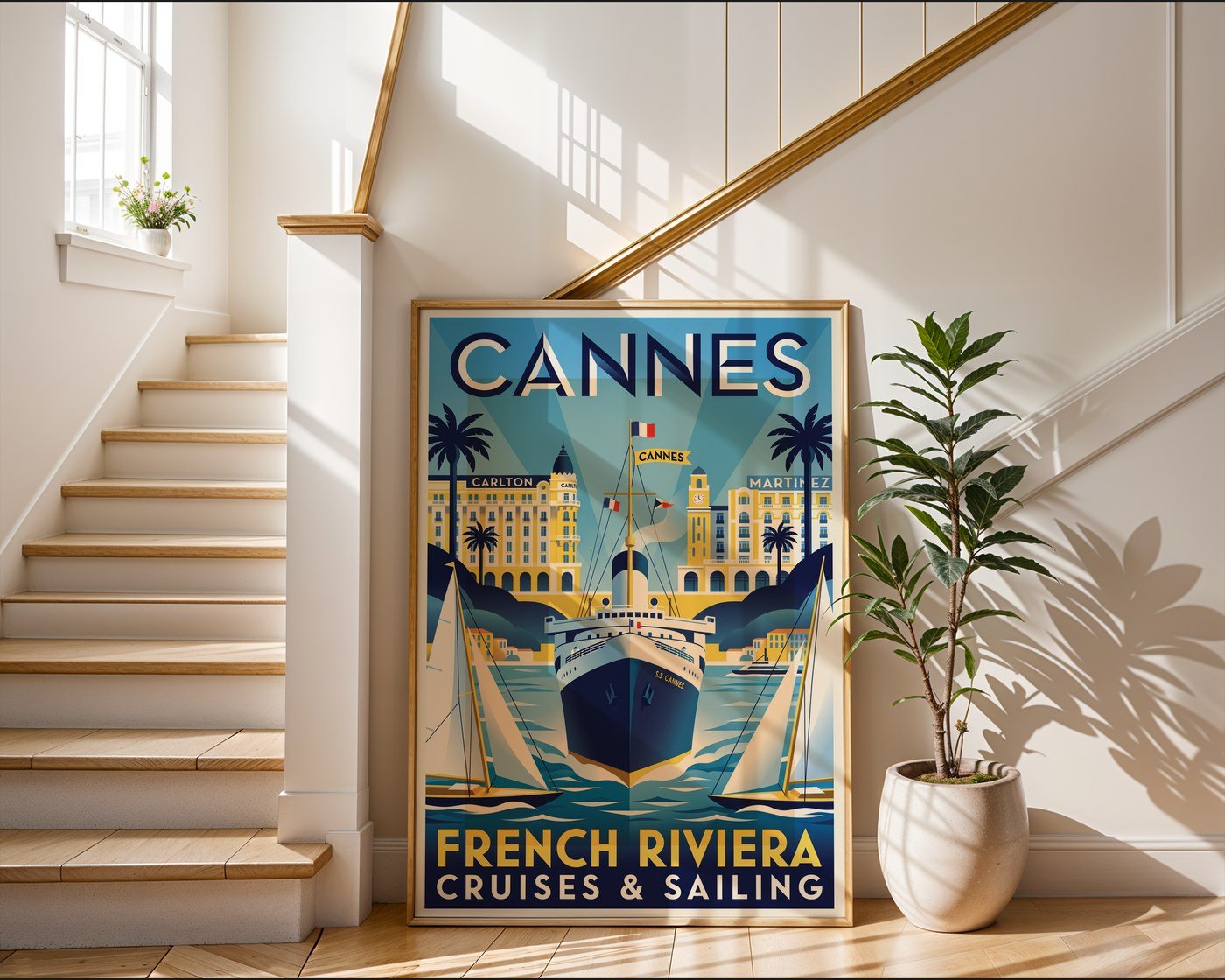 Cannes Riviera Poster – Glamourous French Nautical Wall Art Print — frame-267